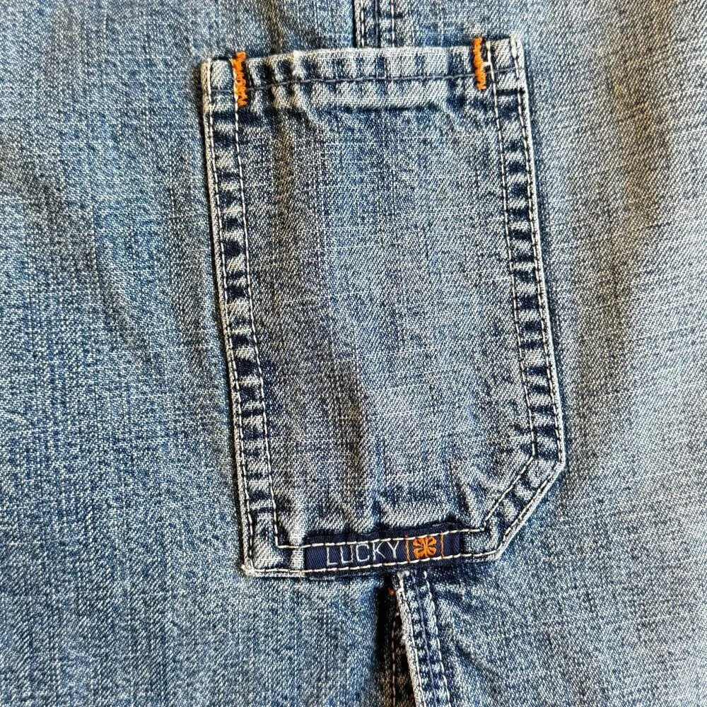 Lucky Brand Vintage Y2K Denim Maxi Pencil Skirt with Long Slit Pockets Waist 30